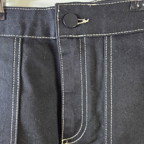 ZARA trf womens black mini skirt white stitching, pockets, zip fly size M 039 - Picture 4 of 10